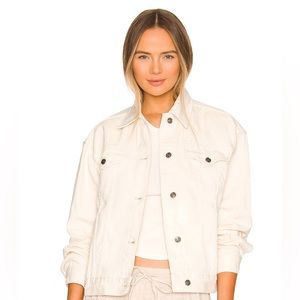 Free People Jolene Long Sleeve Point Collar Denim Trucker Jacket NWT Size M